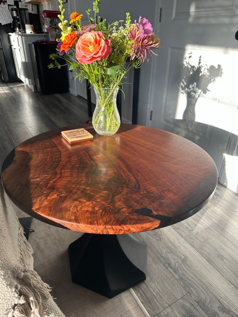 Round Live Edge Walnut table