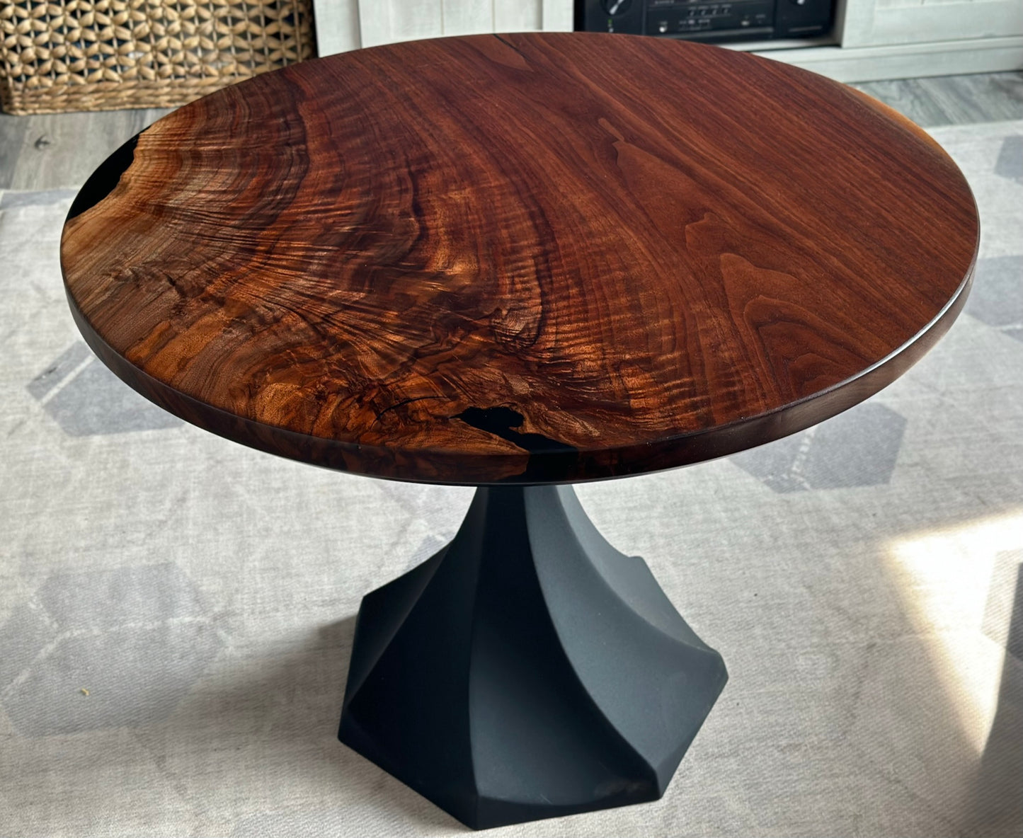 Round Live Edge Walnut table