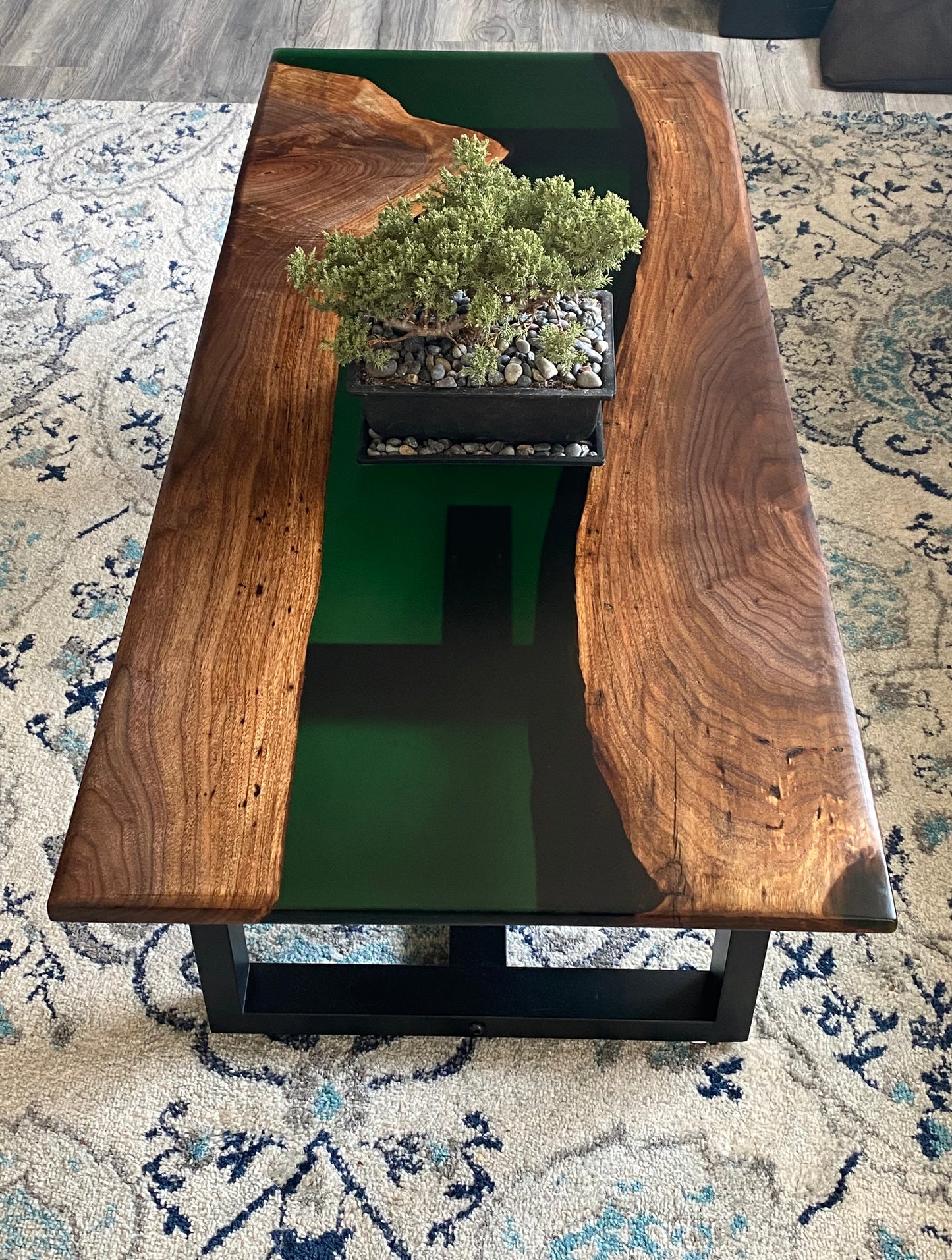 Walnut live edge epoxy coffee table