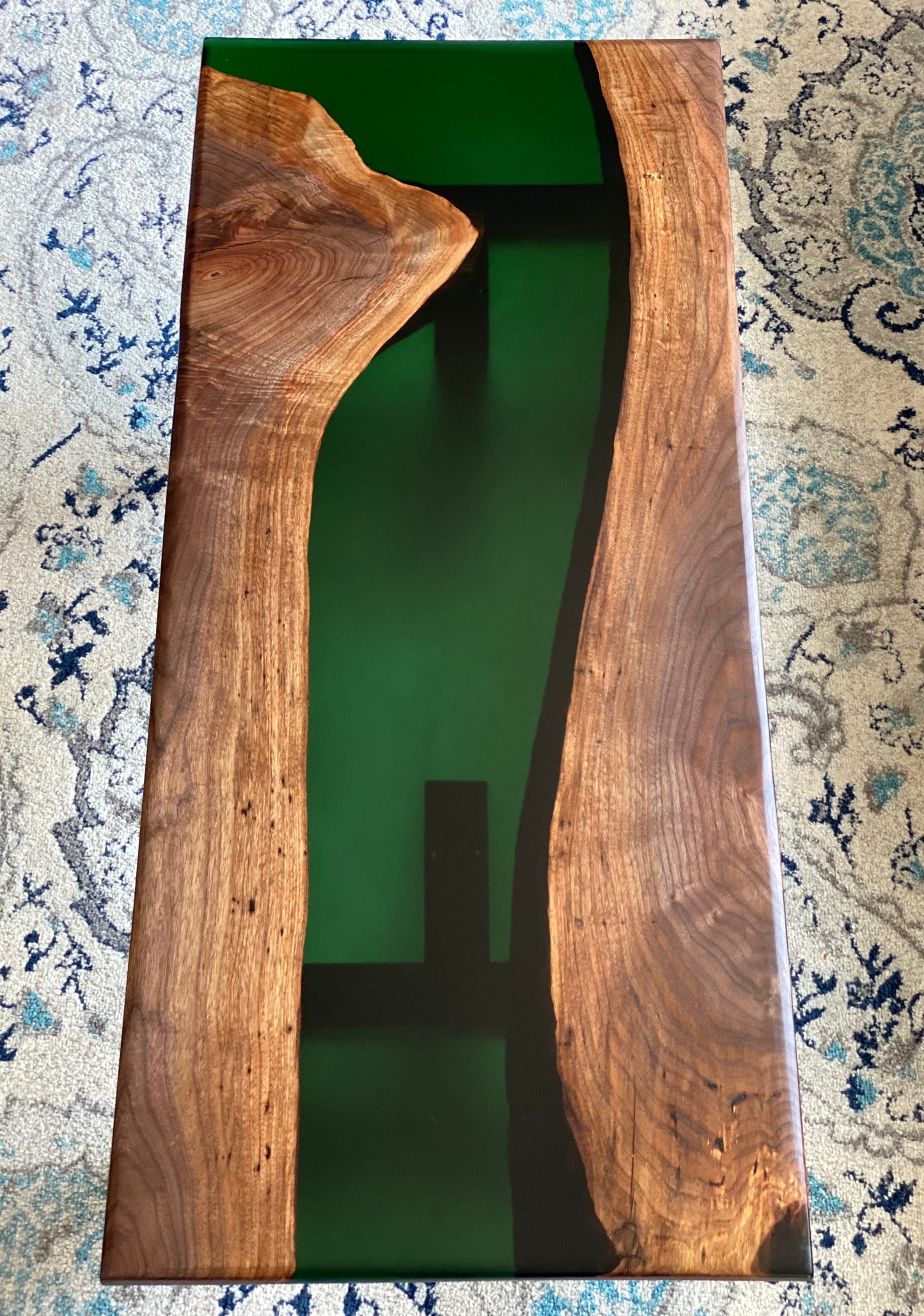Walnut live edge epoxy coffee table