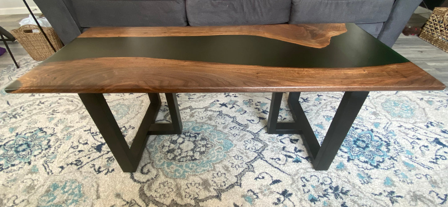 Walnut live edge epoxy coffee table