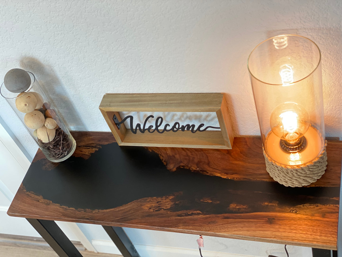 Walnut live edge console table