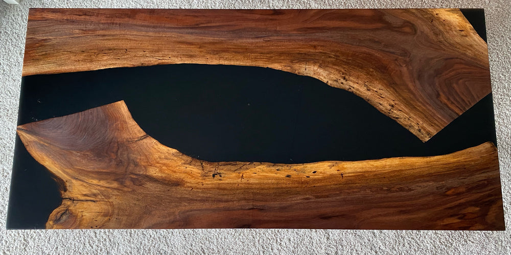 Epoxy Table, Live Edge Natural Wooden Table, Walnut Resin River